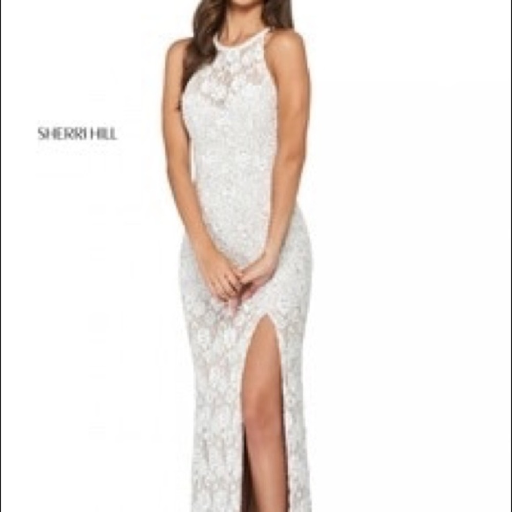 Lulus high neck lace floral white wedding gown